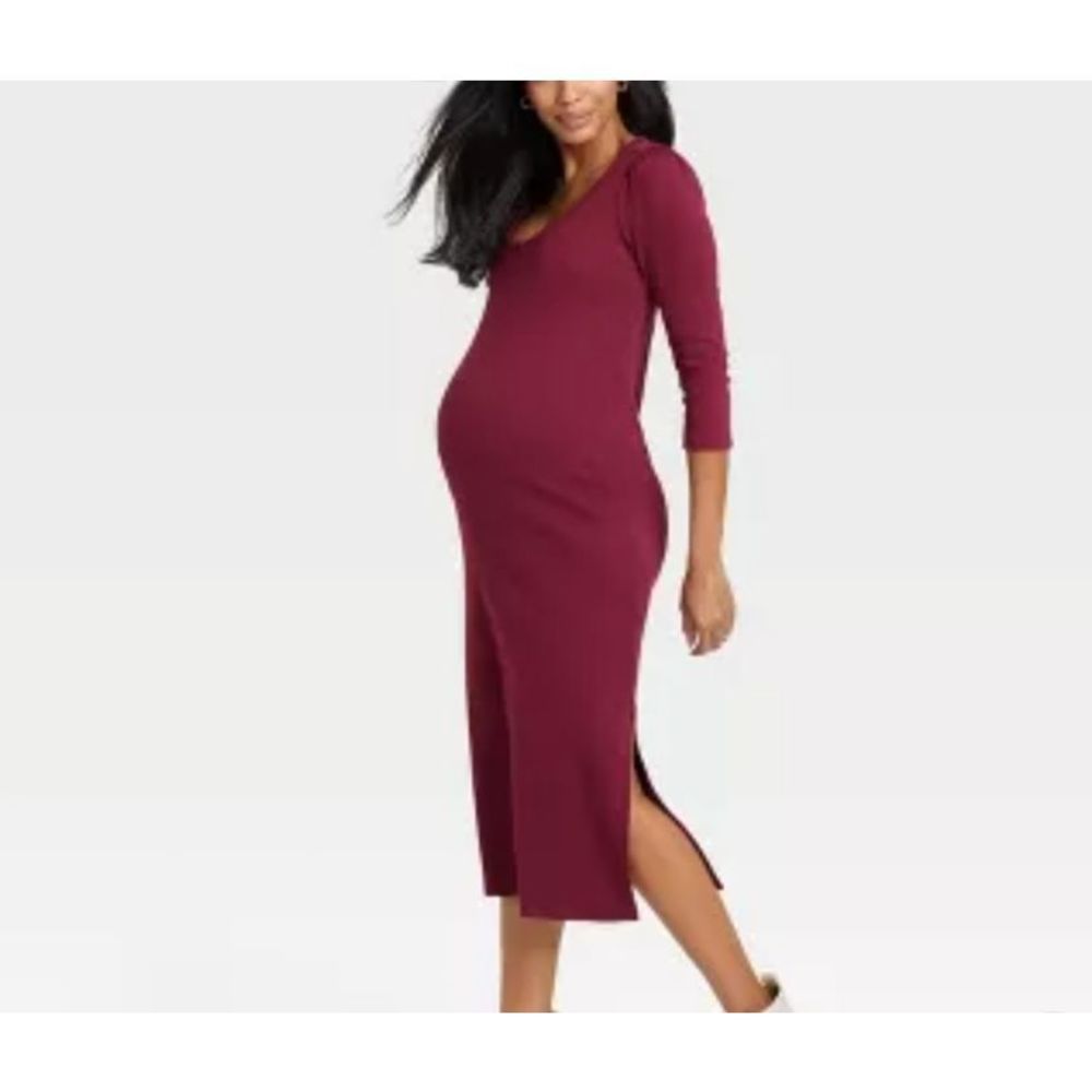 Hatch Burgundy Maternity Maxi Dress